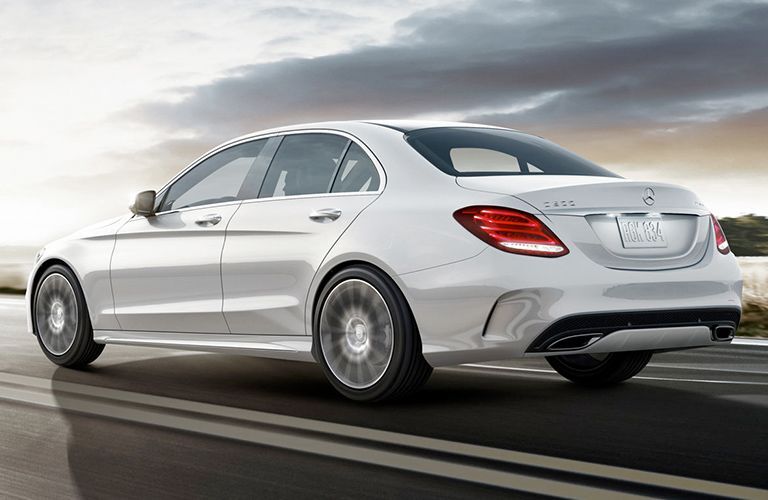 2019 Mercedes-Benz C-Class sedan driving at sunset
