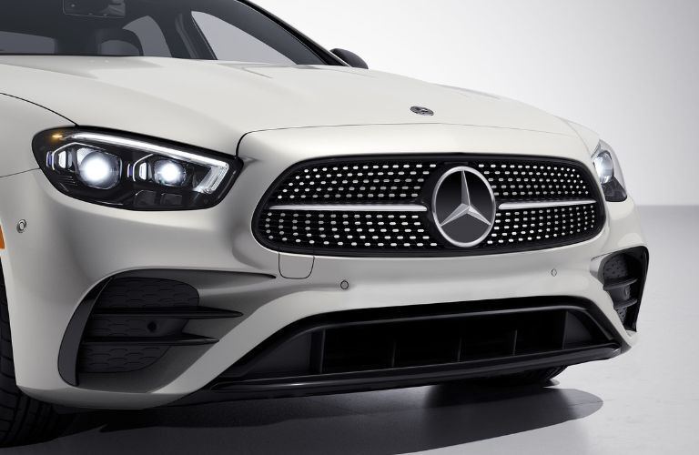 Close up of the 2023 Mercedes-Benz E 350's engine hood