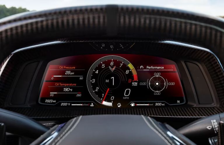 Digital instrument cluster view of the 2022 Chevrolet Corvette