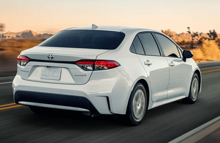 Rear quarter view of the 2022 Corolla Hybrid