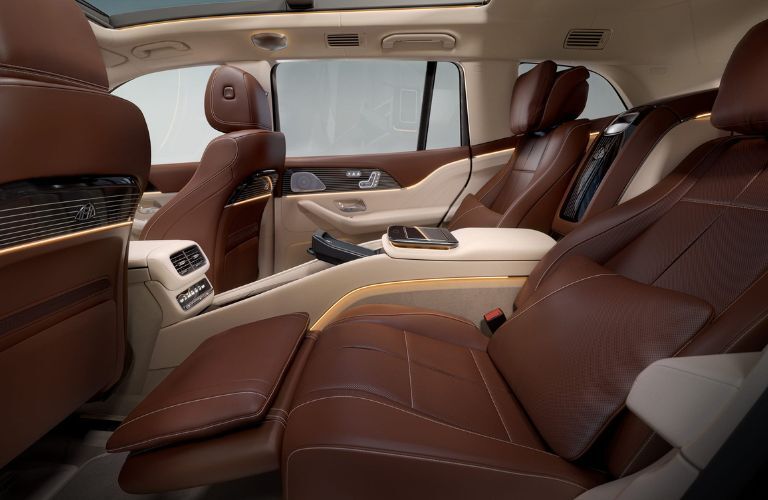 Interior of the 2023 Mercedes-Maybach GLS 600 in Mahogany or Macchiato Beige Exclusive Nappa leather