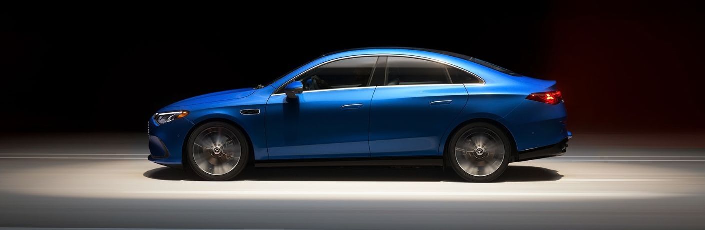 Side view of the 2027 Mercedes-Benz CLA 250+ Electric Sedan Blue