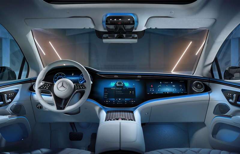 The cockpit of the 2026 Mercedes-Benz EQS 450+ Sedan