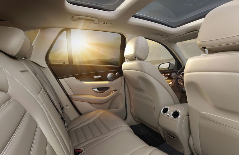 A photo of the rear seats in the 2018 Mercedes-Benz GLC in beige.