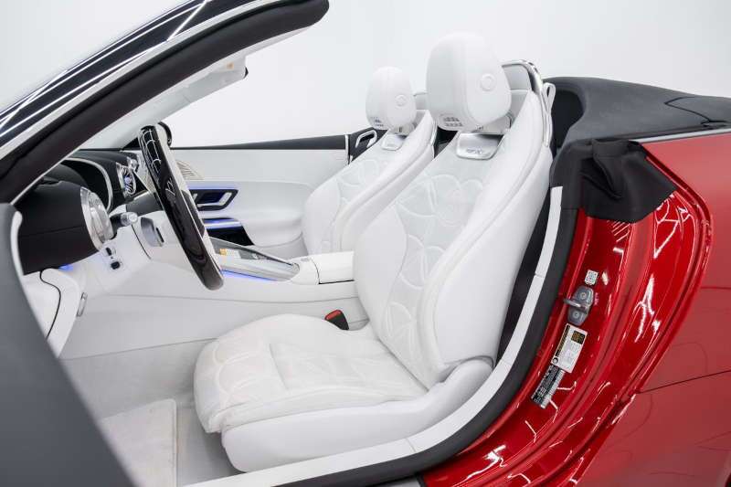 A view of the seating in the 2026 Mercedes-Benz SL 680 Maybach Monogram