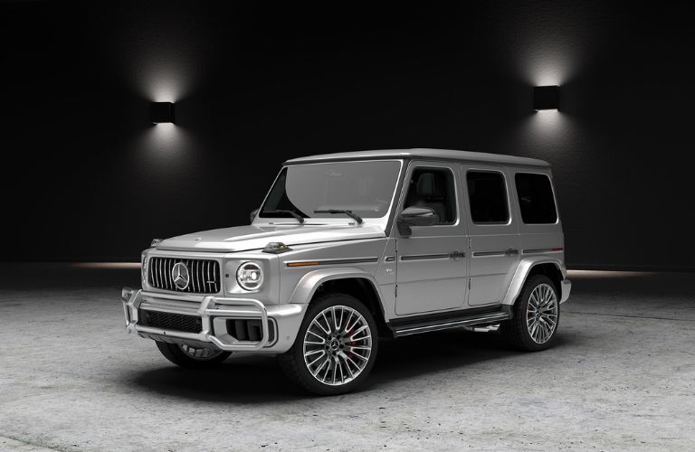 Front-quarter view of the 2027 Mercedes-Benz G-Class SUV Gray