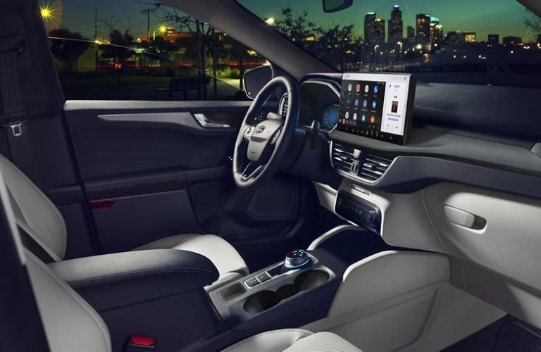 Interior dashboard and front-seat view of the 2025 Ford Escape