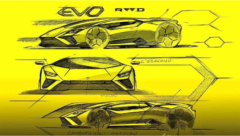 Concept drawings of the 2022 Lamborghini Huracan EVO