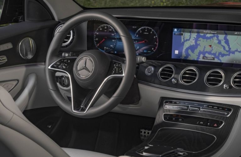 2022 Mercedes-Benz E 350 Sedan steering wheel and touchscreen display