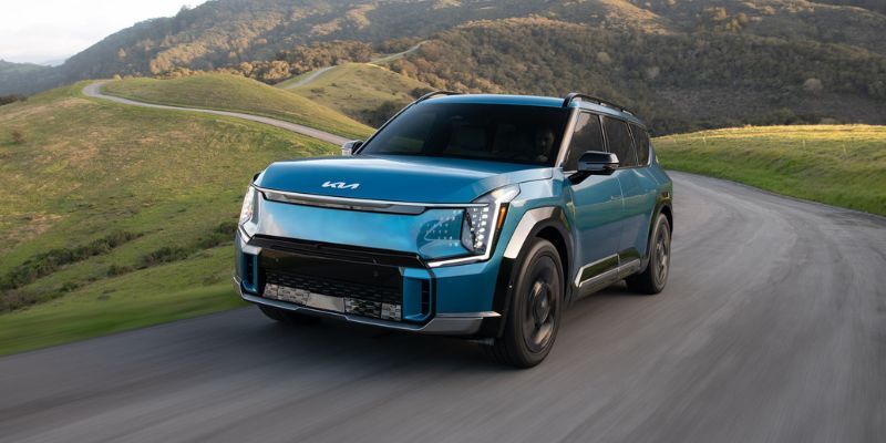 New Kia EV9 on a road