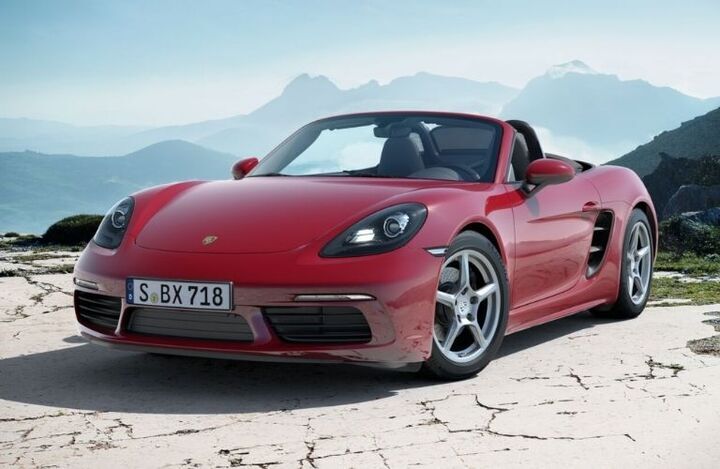 Front view of the 2022 Porsche 718 Boxster Red