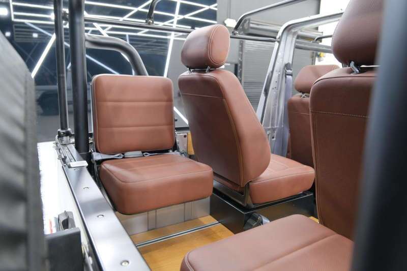 The unique rear jumpseat configuration of the 1992 Mercedes-Benz 250GD Wolf