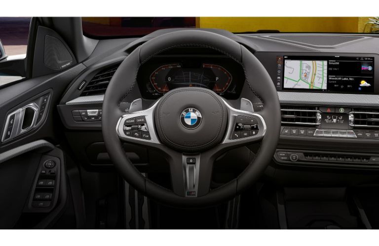 2020 BMW 228i interior close up on steering wheel