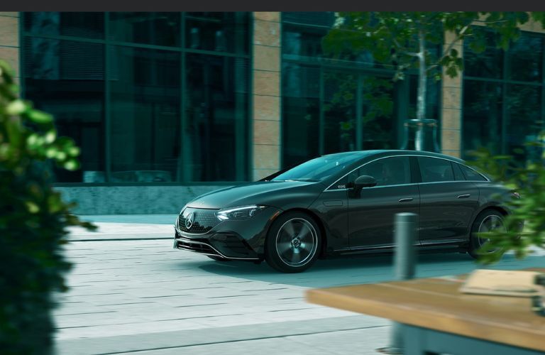 2023 Mercedes-Benz electric sedan on a city road