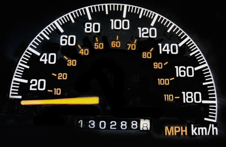 low mileage on a car dashboard