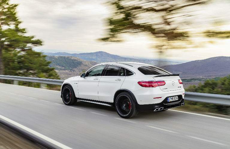 2018 Mercedes-Benz AMG GLE Coupe driving past mountains