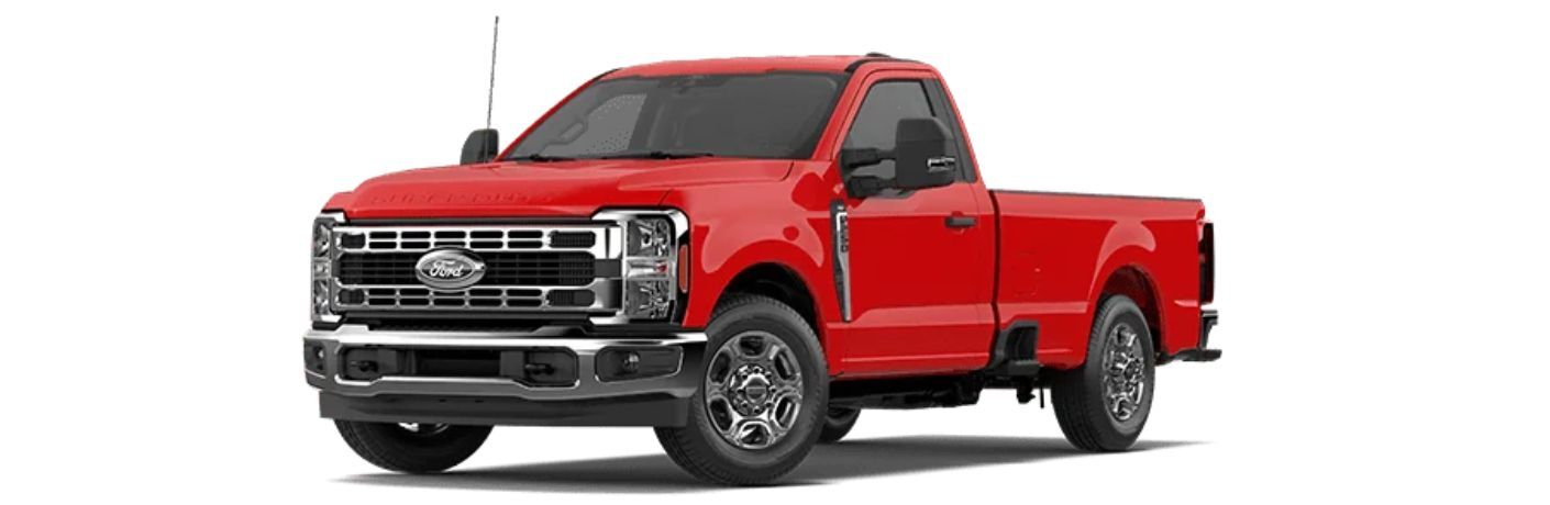 2027 Ford F-250 Super Duty XLT front and side view on white