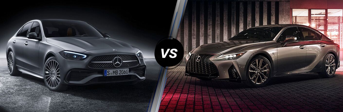 2022 MB C-Class exterior front fascia passenger side vs 2021 Lexus IS exterior front fascia driver side