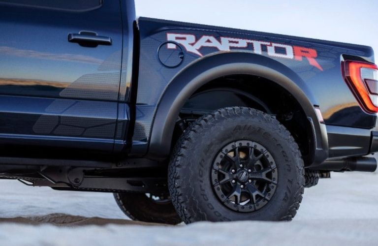 close up of a Ford F-150 Raptor tire
