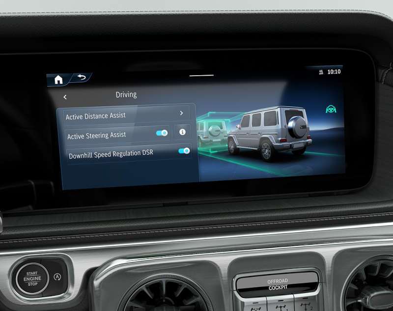 The futuristic display in the 2026 Mercedes-Benz G 550 SUV