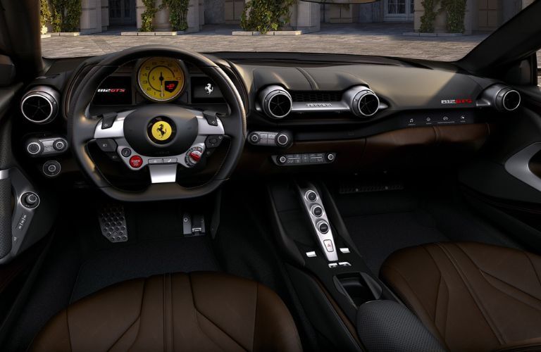 interior steering and dashboard of a Ferrari car