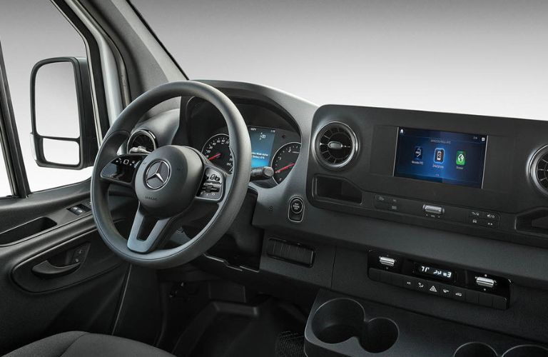 An image of the high-tech dashboard of the 2023 Mercedes-Benz Sprinter