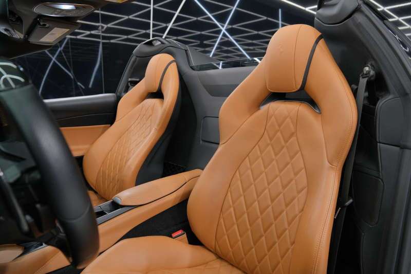 The custom leather seating in the 2021 Ferrari 812 GTS Mansory