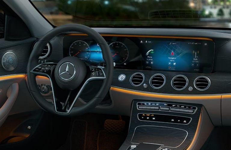 steering wheel and dashboard of the 2022 Mercedes-Benz E-Class