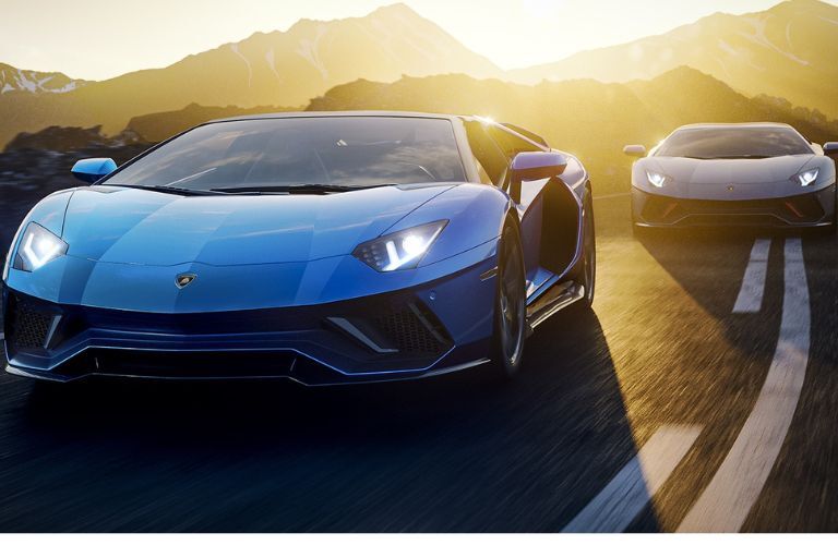 Two Lamborghini Aventador behind each other