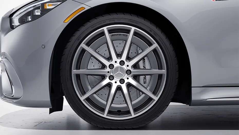 The large alloy wheels on the 2025 Mercedes-Benz AMG S63 E