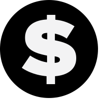 White dollar sign in black circle