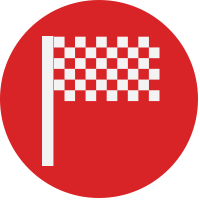 Red Circle with White Checkered Flag Graphic