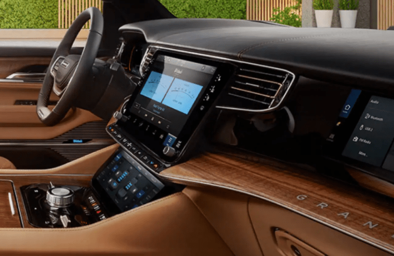 Steering wheel and interior of the 2022 Jeep Wagoneer