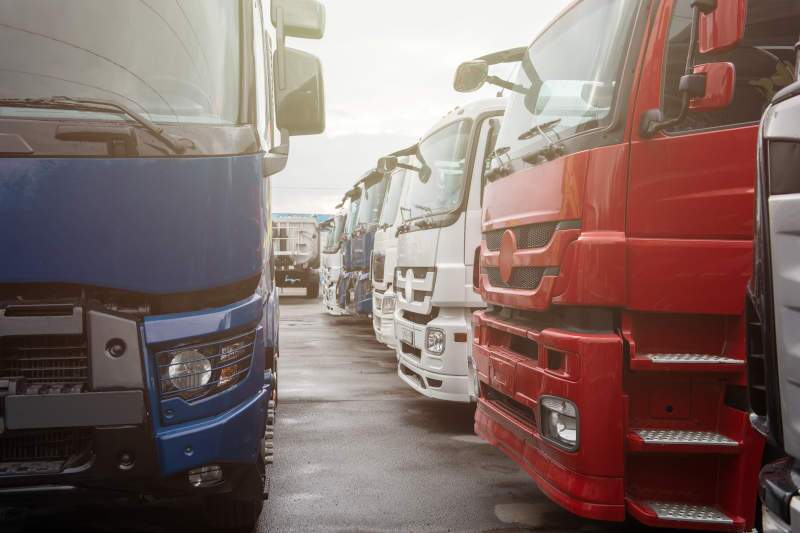 Trucks for sale or lease on a lot near Tampa.