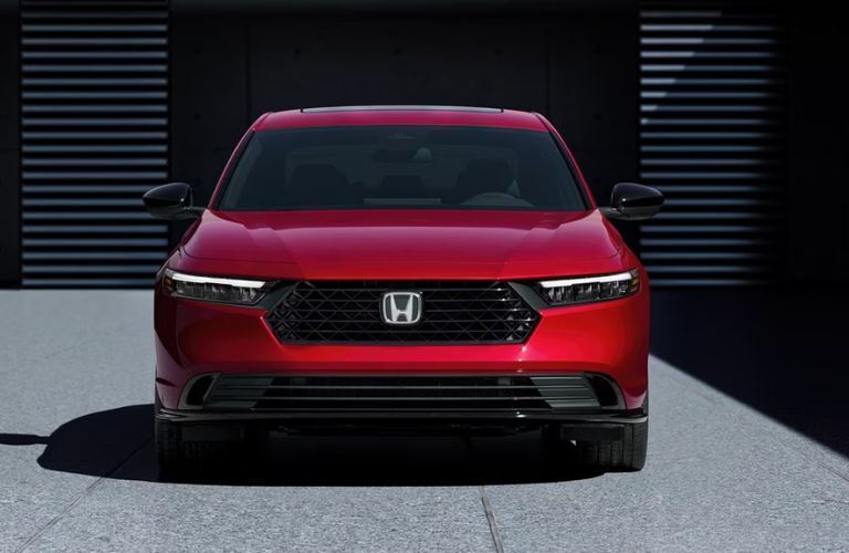 Front view of the 2026 Honda Accord Hybrid Red