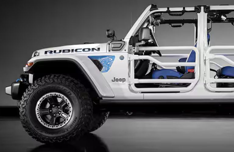 2025 Jeep Wrangler Rubicon side view of the front half