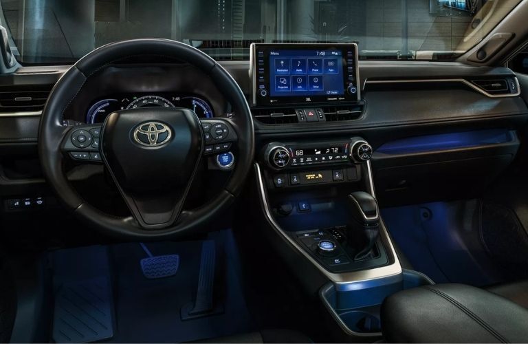 View of the front console of the 2022 Toyota RAV4