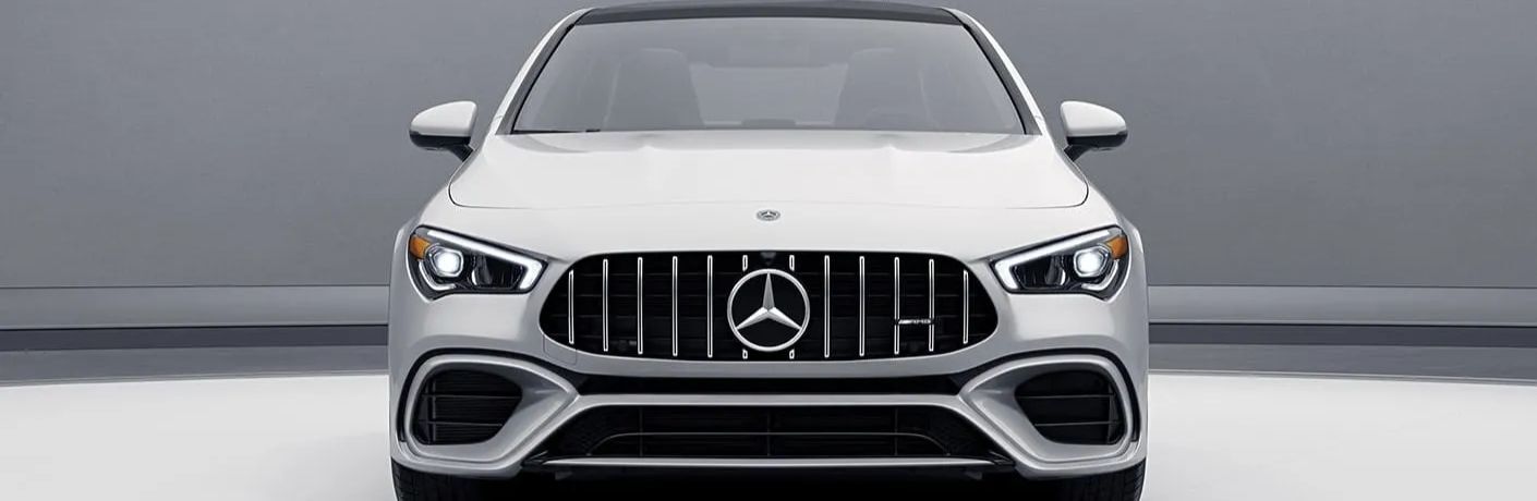 Front view of the 2023 Mercedes-AMG CLA 45 Coupe parked