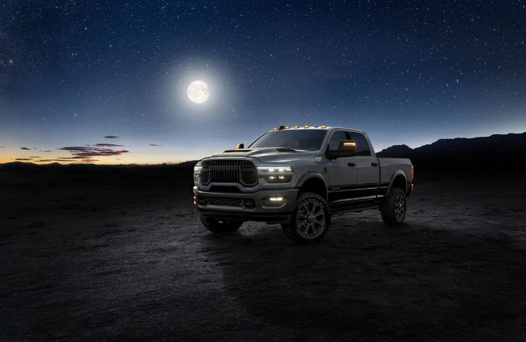 front quarter view of the Ram 2500 Rebel under the moonlight