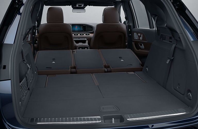 2020 MB GLE SUV interior back seats folded down trunk
