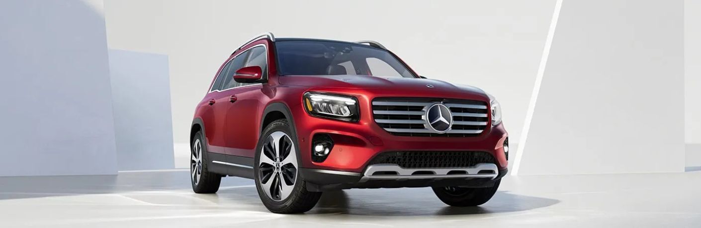 front quarter view of the 2025 Mercedes-Benz GLB Red