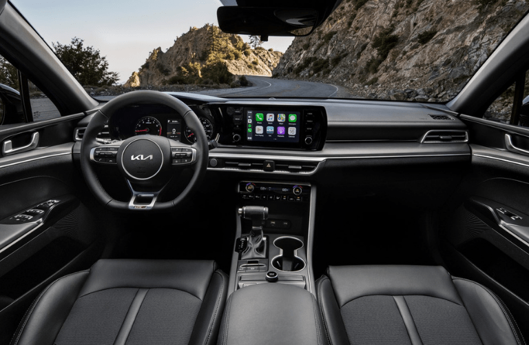 Steering wheel and Interior of the 2022 Kia K5