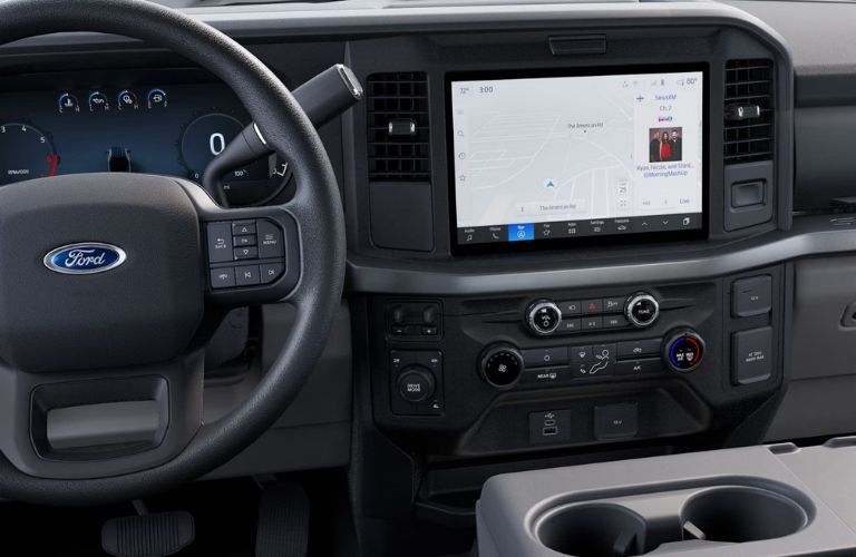 2026 Ford F-250 XLT steering wheel and display screen