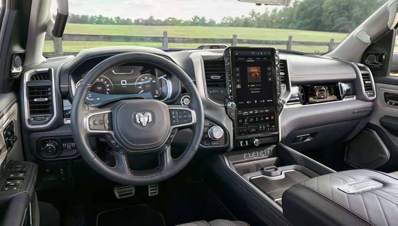 The technologically advanced cockpit of the 2025 RAM 1500