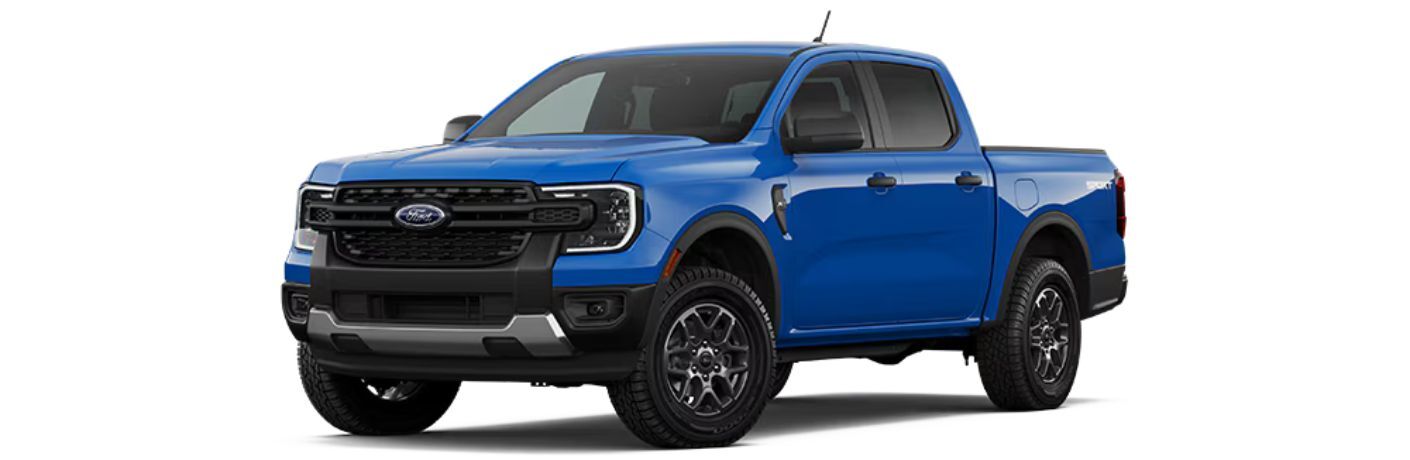 2026 Ford Ranger XLT front and side view in blue