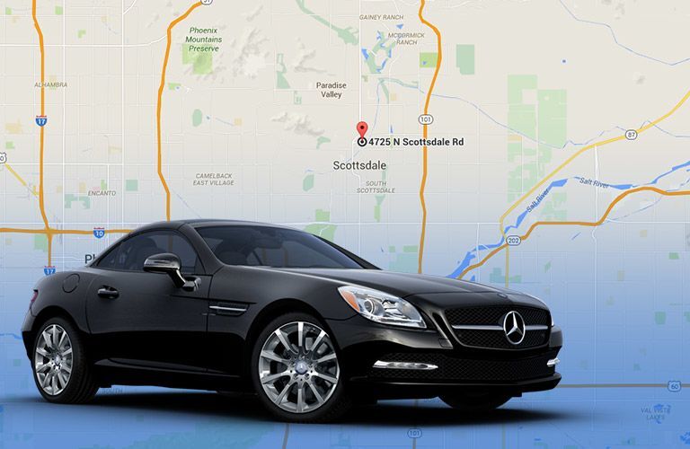 Paradise Valley map with Mercedes-Benz model
