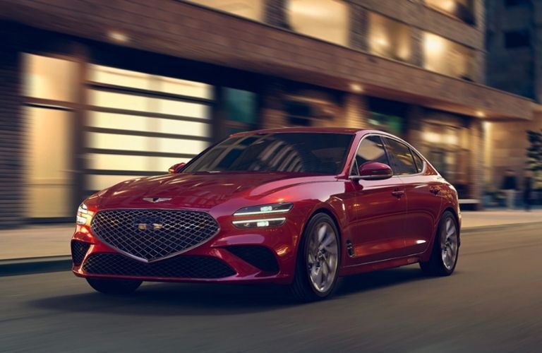 2022 Genesis G70 Red Front and Side View