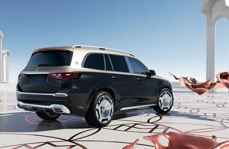 Rear three-quarter view of the 2025 Mercedes-Maybach® GLS 600 SUV