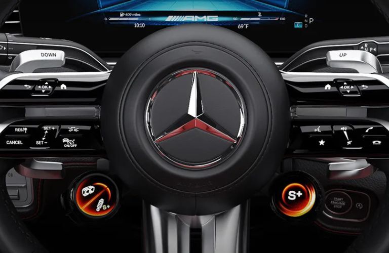 advanced steering wheel with buttons of the 2025 Mercedes-Benz AMG® GLE 53 Coupe