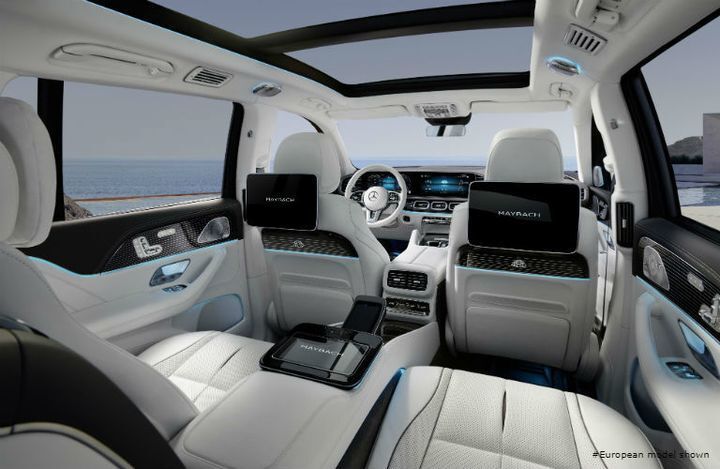 2021 MB Maybach interior rear cabin looking at backs of front seats